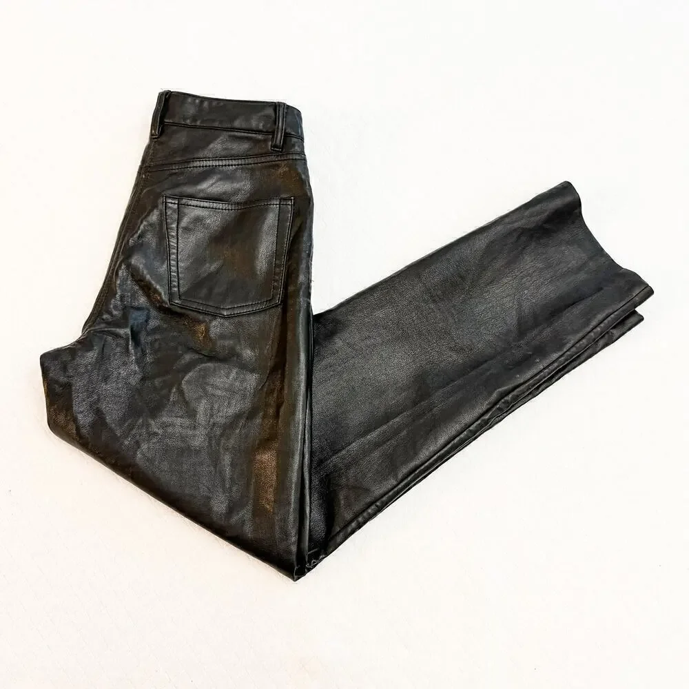 Wilfred by Aritzia Black Faux Leather Black Pants Size 2